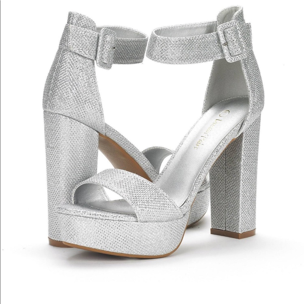 Dream Pairs’ Silver Glitter Platform High Heels